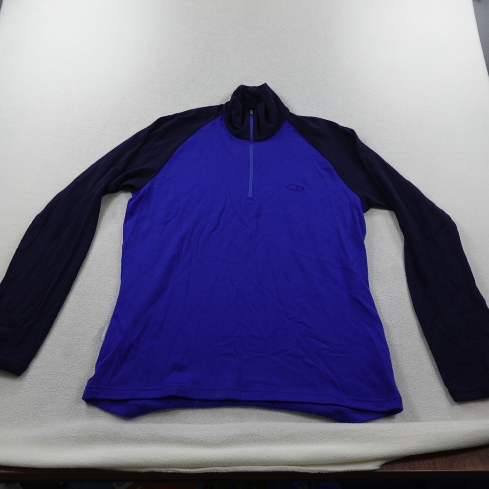 Icebreaker Bodyfit 260 Pullover Mens Medium Blue Merino Wool 1/4 Zip Base Layer